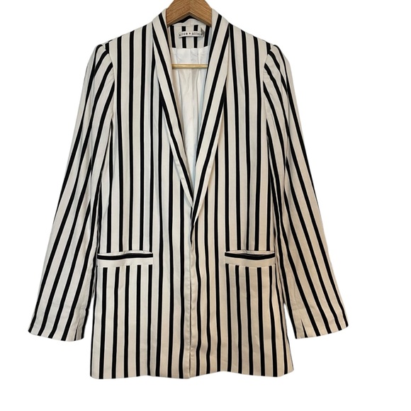 Alice + Olivia Striped Oversized Blazer Black White Size XS - Picture 5 of 13